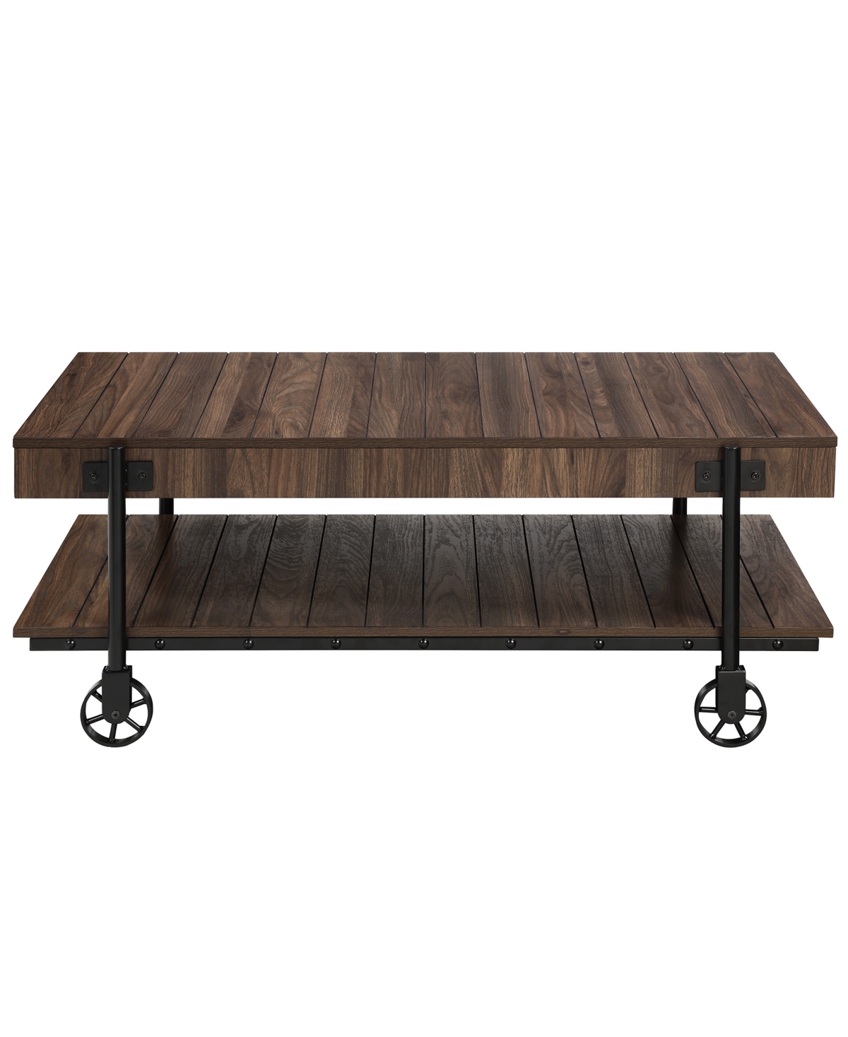 Furniture Of America Luther 18" Steel Rectangle Coffee Table In Black And Dark Walnut