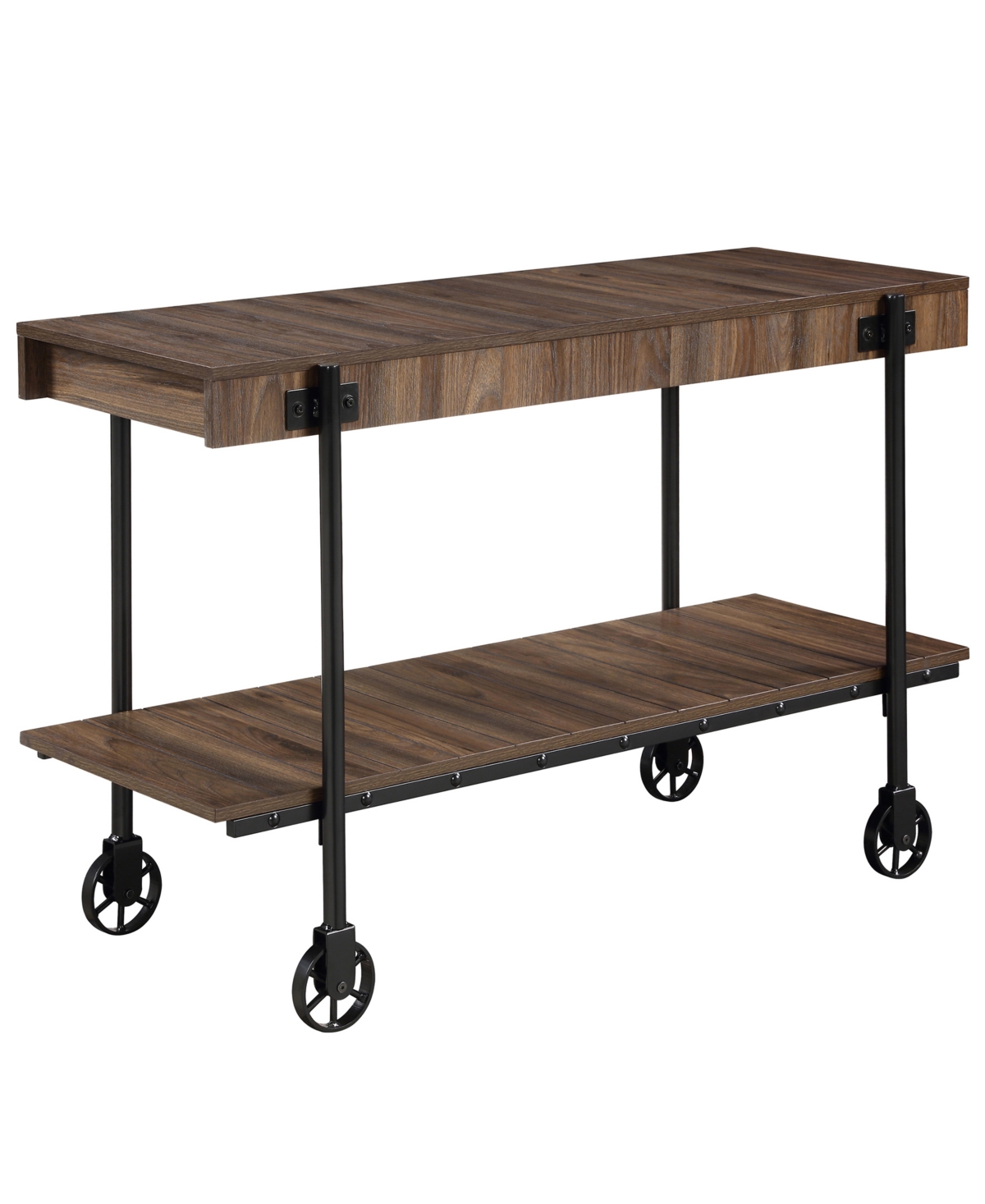 Furniture Of America Luther 30" Steel Rectangle Sofa Table In Black And Dark Walnut