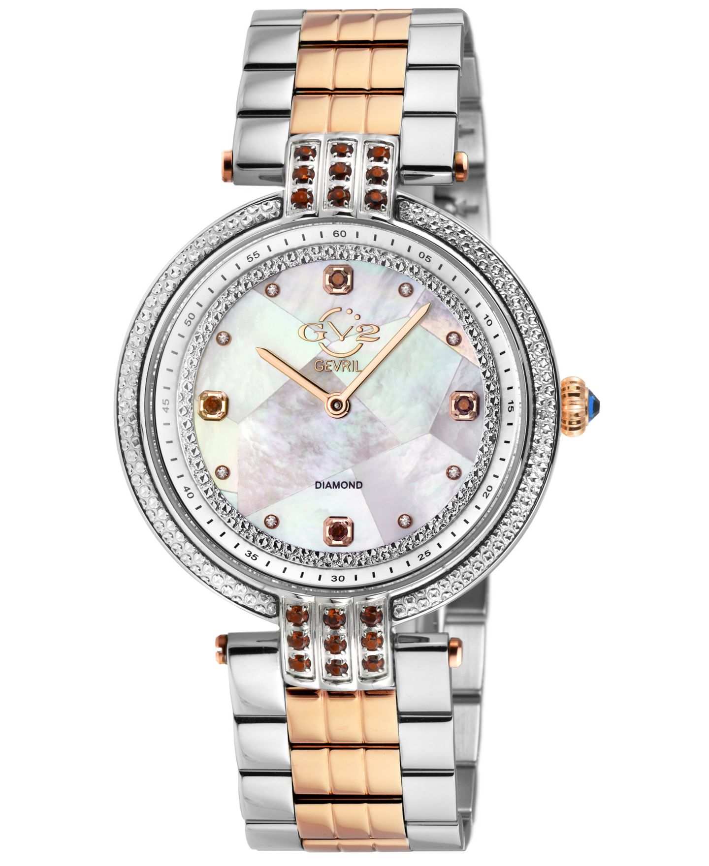 Женские часы GV2 by Gevril Matera Swiss Quartz Diamond Two toned SS/IPRG Stainless Steel Bracelet Watch — фото 1