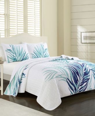 Elise And James Home Elise James Home Palm Leaf Tropical Jungle Quilt Set Collection In Coral