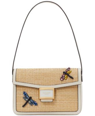 kate spade new york - Katy Dragonfly Embellished Straw Small Shoulder Bag