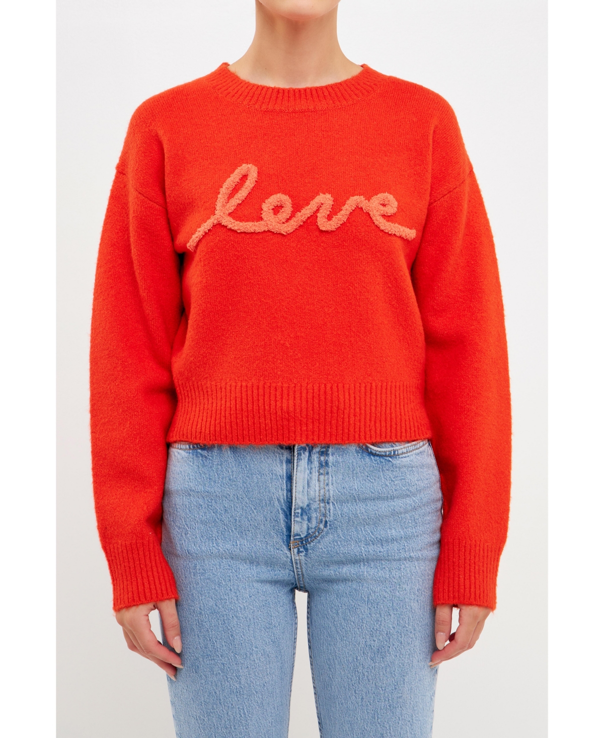 Endless Rose Love Chenille Sweater In Orange