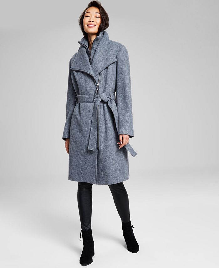 Calvin Klein Women\'s Wool Blend for Created Macy\'s Coat, Wrap Belted Macy\'s 