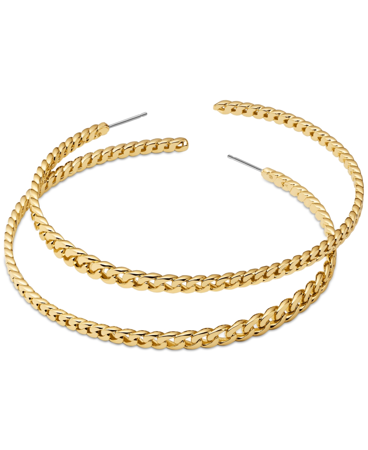 Shop Michael Kors Statement Link Premium Gold-tone Brass Hoop Earrings In Silver