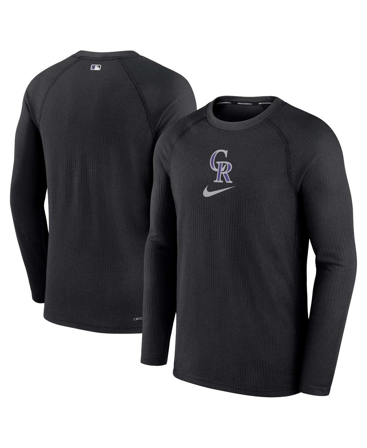 Men's NikeColorado Rockies Authentic Collection Game Raglan Performance Long Sleeve T-shirt - Black