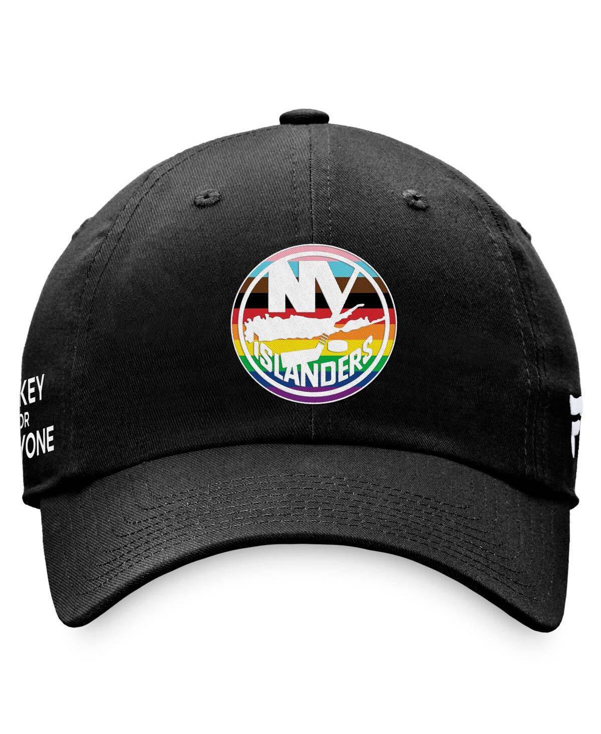 Shop Fanatics Men's  Black New York Islanders Team Logo Pride Adjustable Hat