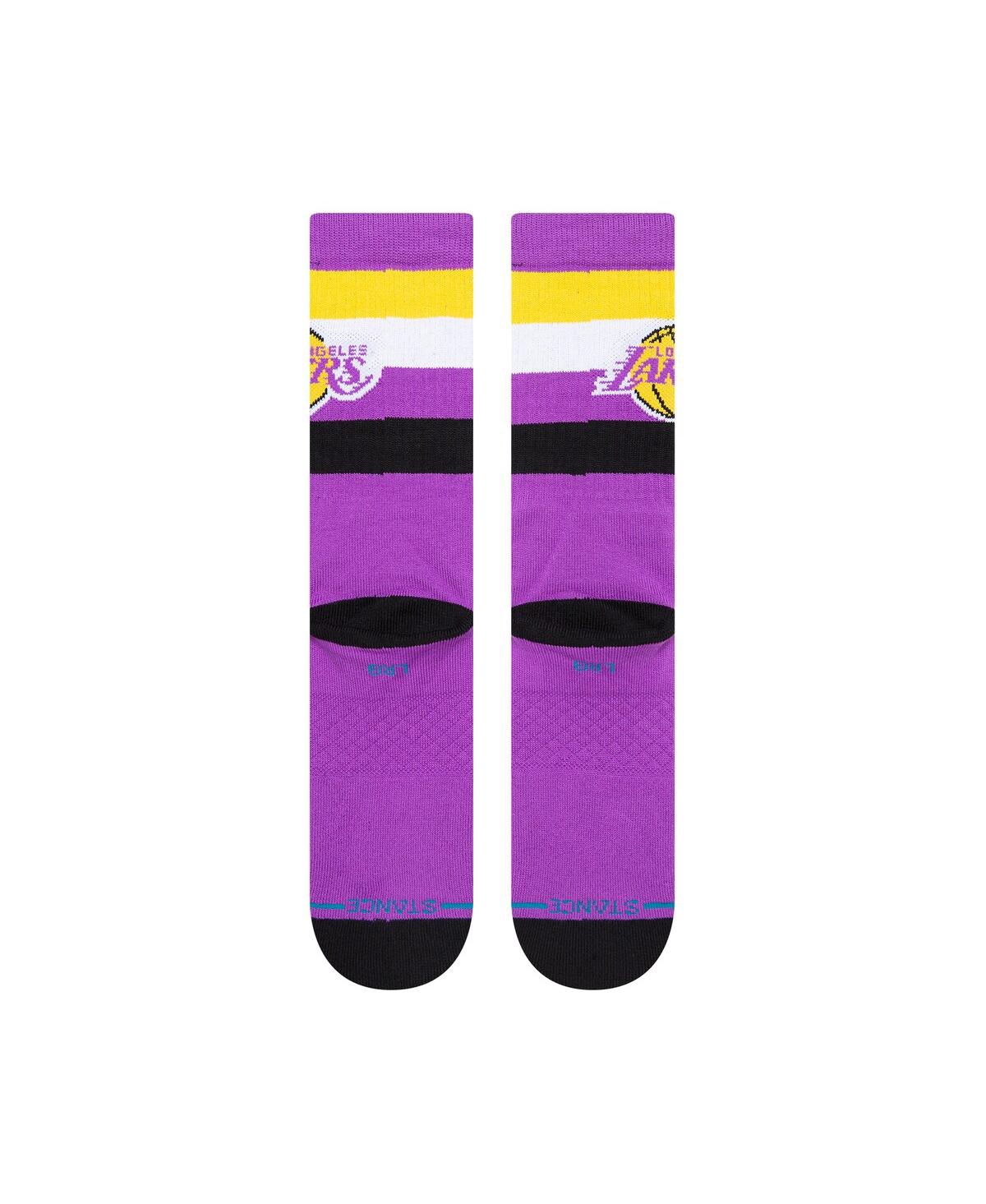 Shop Stance Men's  Los Angeles Lakers Stripe Crew Socks In Purple