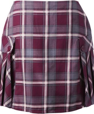 Women's Side Pleat Plaid Skort Above the Knee