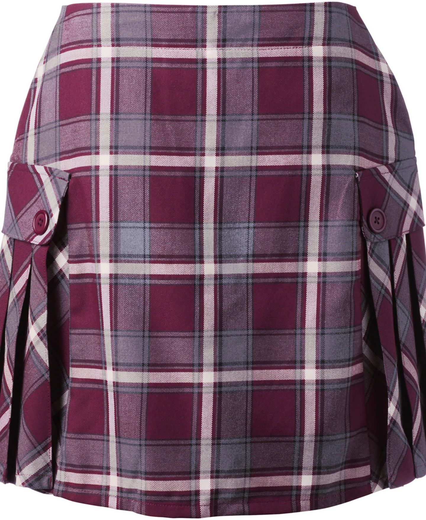 Женские юбки Lands' End Side Pleat Plaid Skort Above the Knee, цвет: Бордовый / Серый клетчатый — фото 3