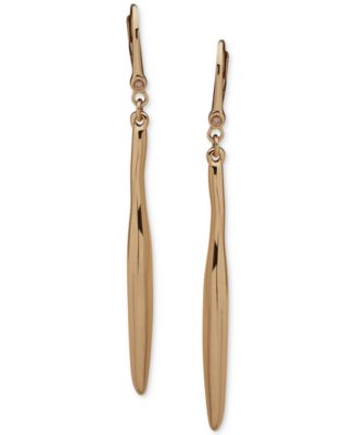 DKNY - Gold-Tone Pav&eacute; & Polished Stick Linear Drop Earrings