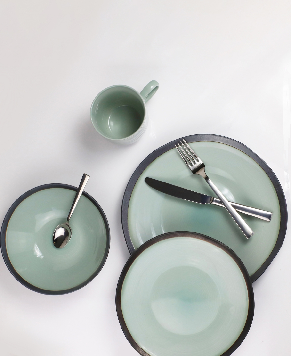 Euro Ceramica Diana 16pc Dinnerware Set In Grey,turquoise