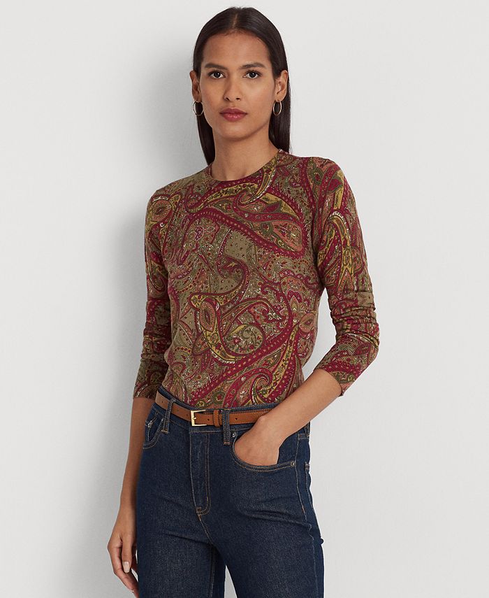 Lauren Ralph Lauren - Women's Paisley Cotton-Blend Sweater