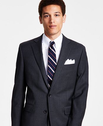 Men's Classic-Fit Stretch Pinstripe Wool Blend Suit Jackets