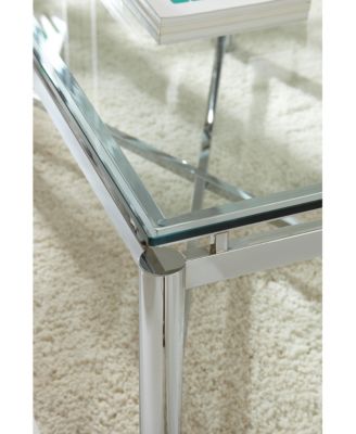 Steve Silver Nova 24" Glass and Chrome End Table