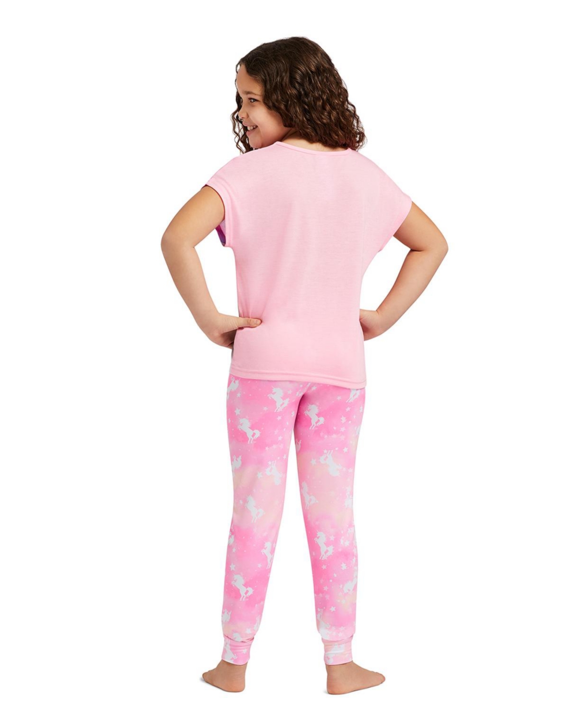 Child Girls 3-Piece Pajama Set Kids Sleepwear, Short Sleeve Top with Long Pants and Matching Shorts Pj Set
