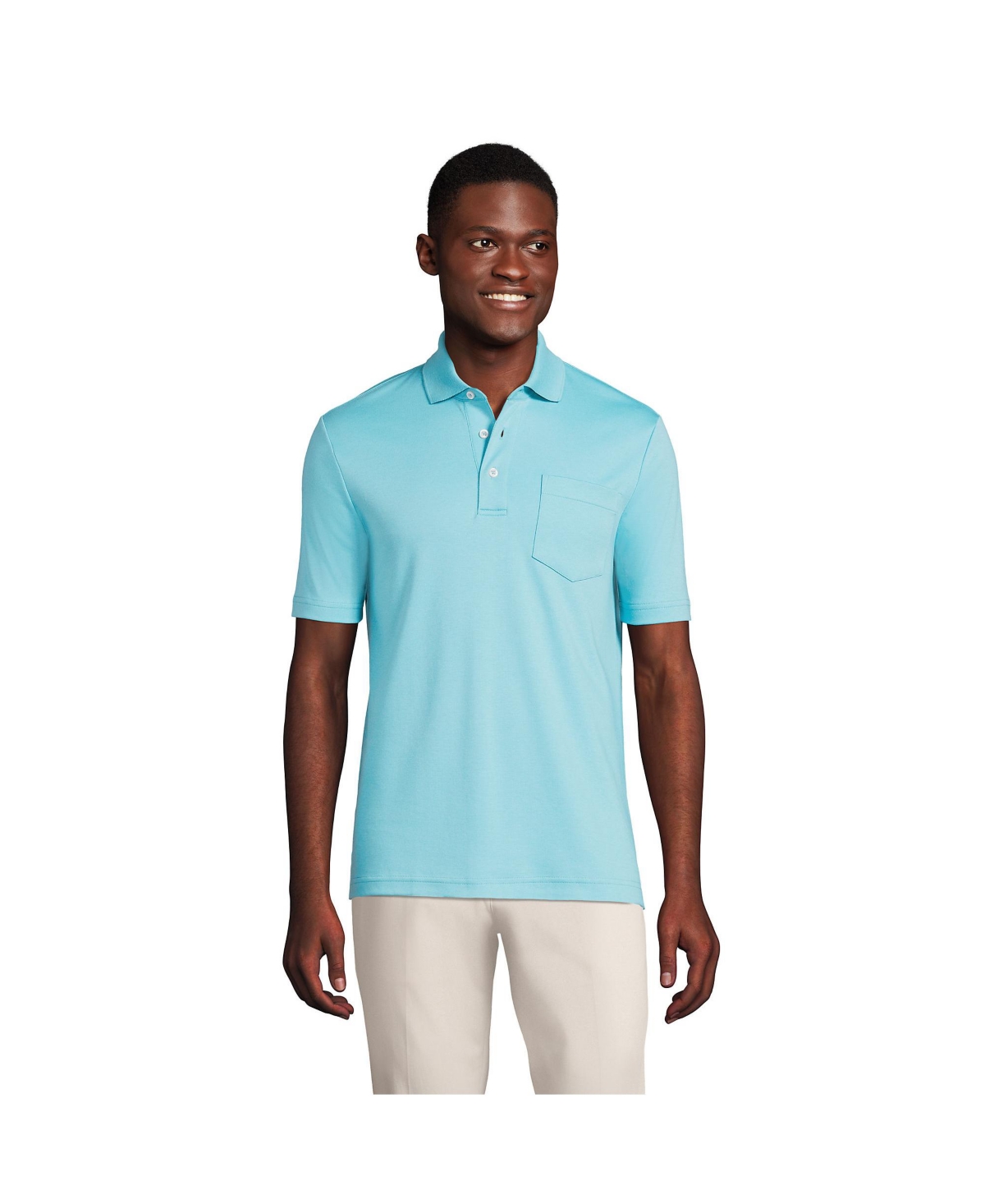 Lands end mens polo shirts with pocket hot sale