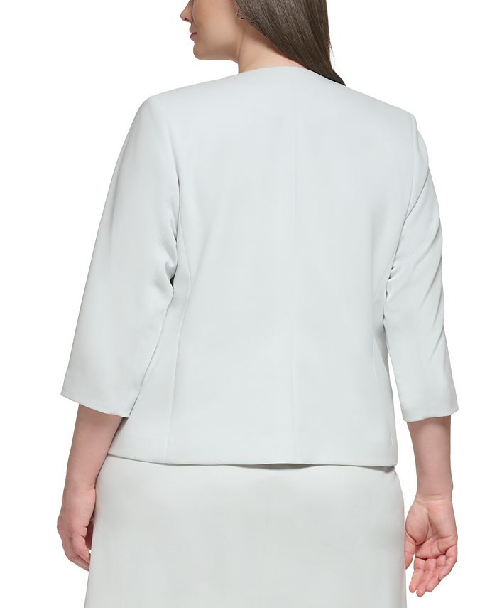 Calvin Klein Plus Size 3/4-Sleeve Open-Front Jacket - Macy's