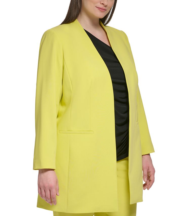 Calvin Klein Plus Size OpenFront Collarless Blazer Macy's