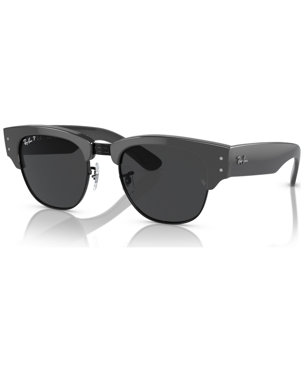 Ray Ban Ray-ban Unisex Polarized Sunglasses, Mega Clubmaster In Gray On Black
