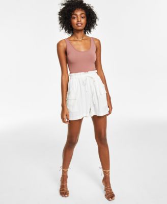 And Now This - Women's Paperbag-Waist Cargo Shorts