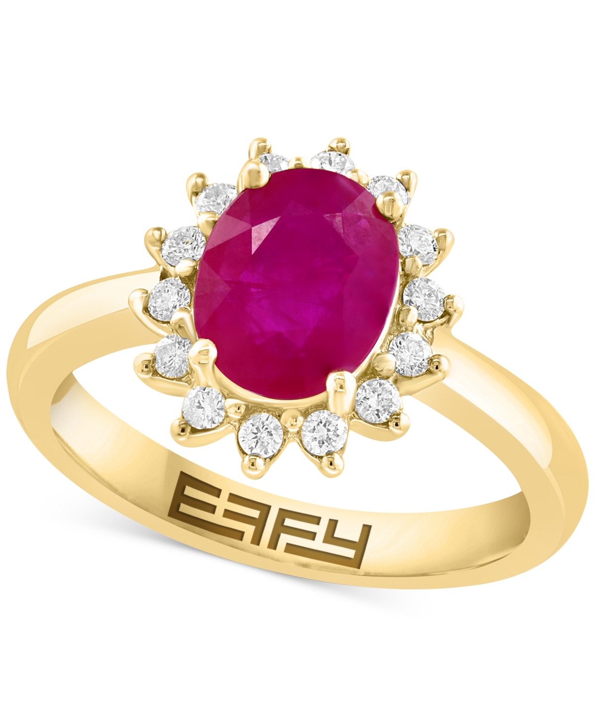 Effy Collection Effy Ruby (1-7/8 Ct. T.w.) & Diamond (1/4 Ct. T.w.) Halo Ring In 14k Gold