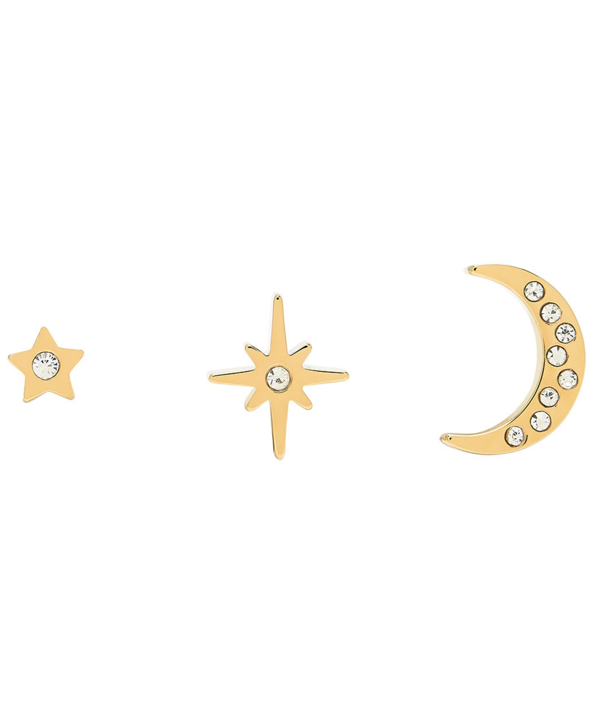 Olivia Burton Celestial North Star Moon 18k Gold-plated Studs Earring Set In Gold-tone
