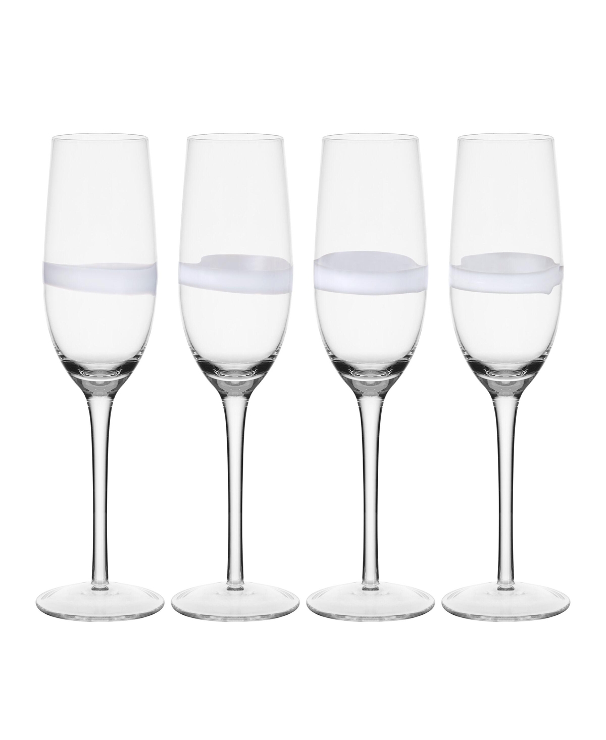 Fitz And Floyd Organic Band 8-oz Flutes 4-piece Set In White