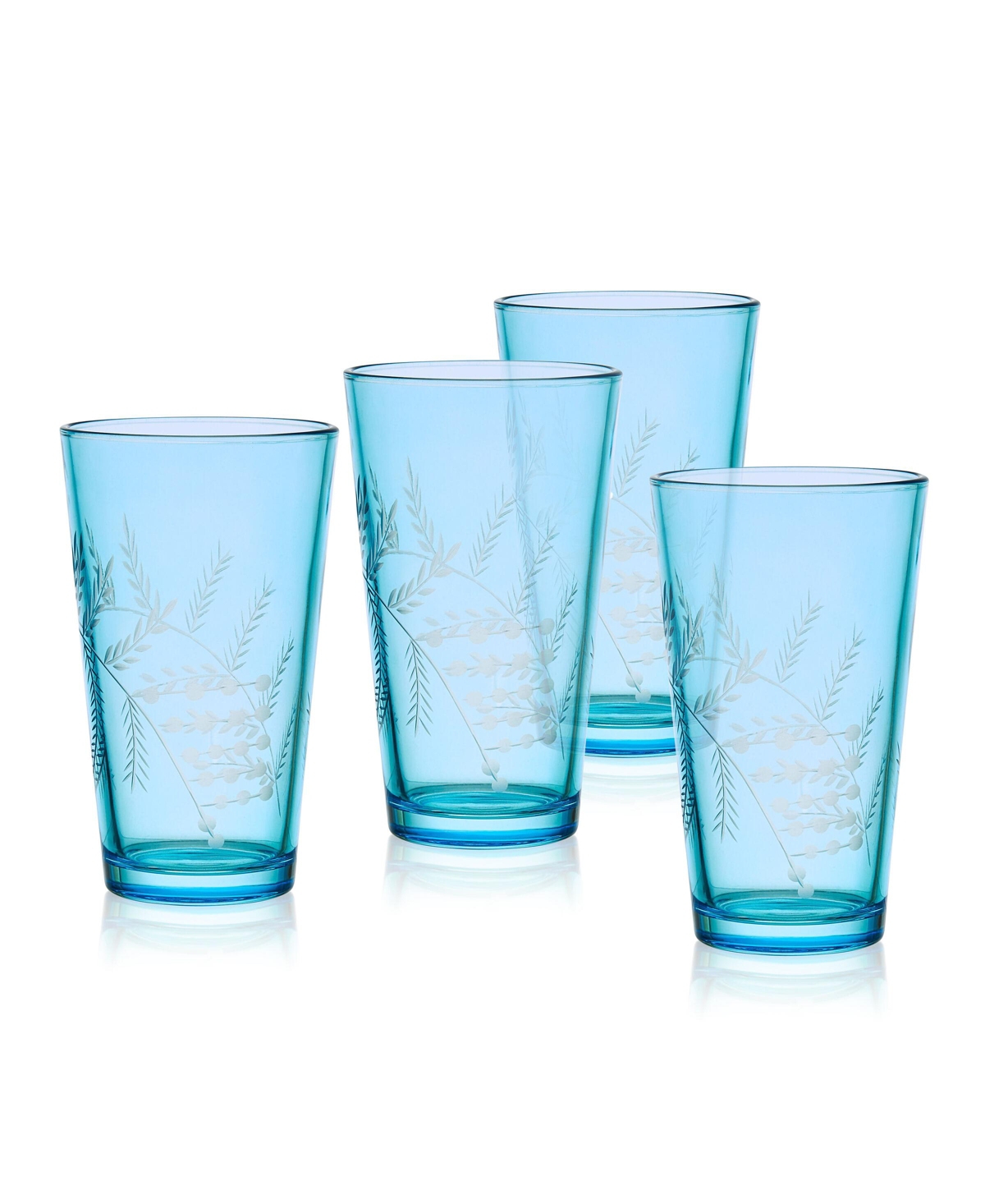 Fitz And Floyd Wildflower 16-oz Highball Glasses 4-piece Set In Blue