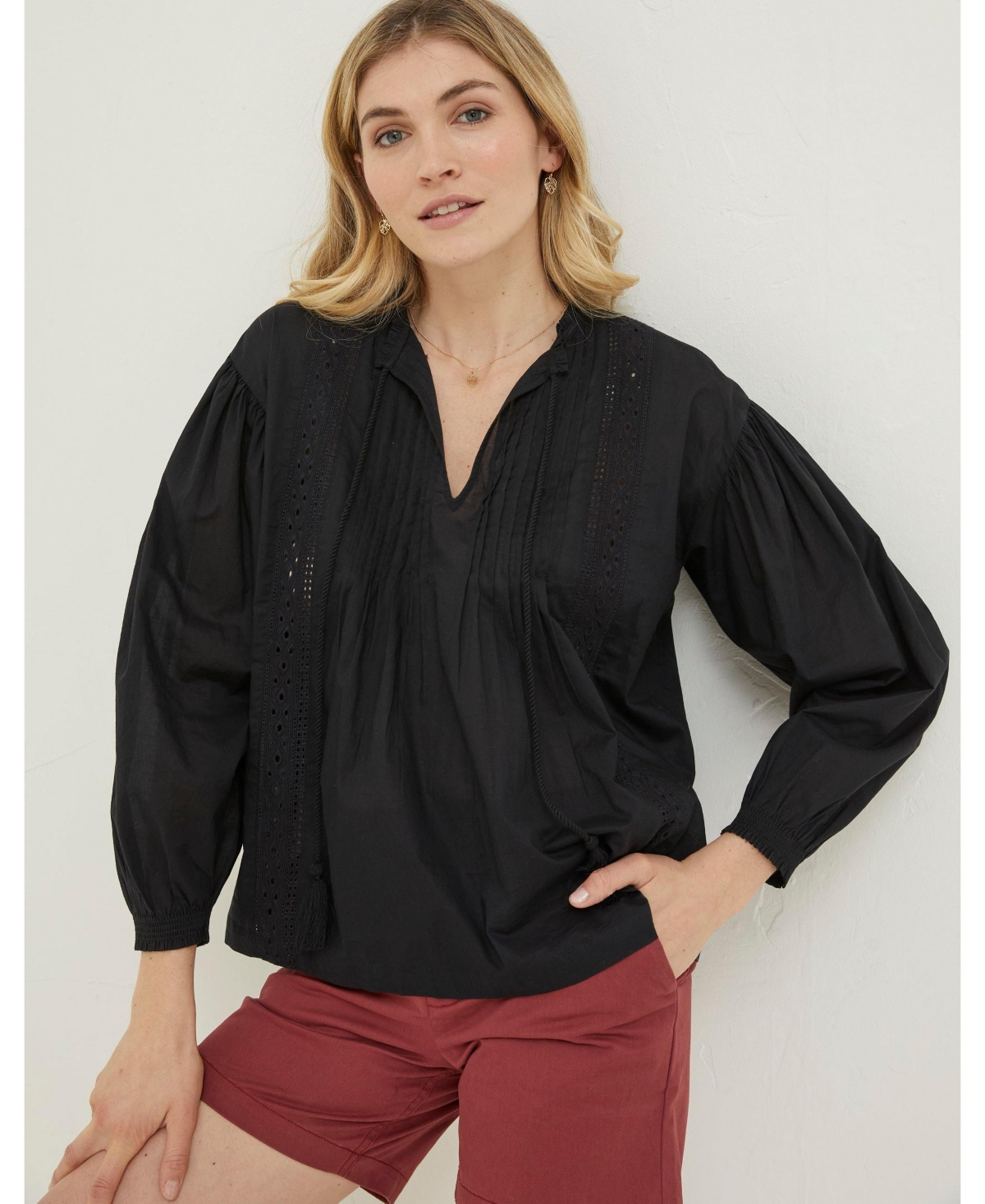 Fatface Women s Freya Lace Blouse in Black Smart Closet
