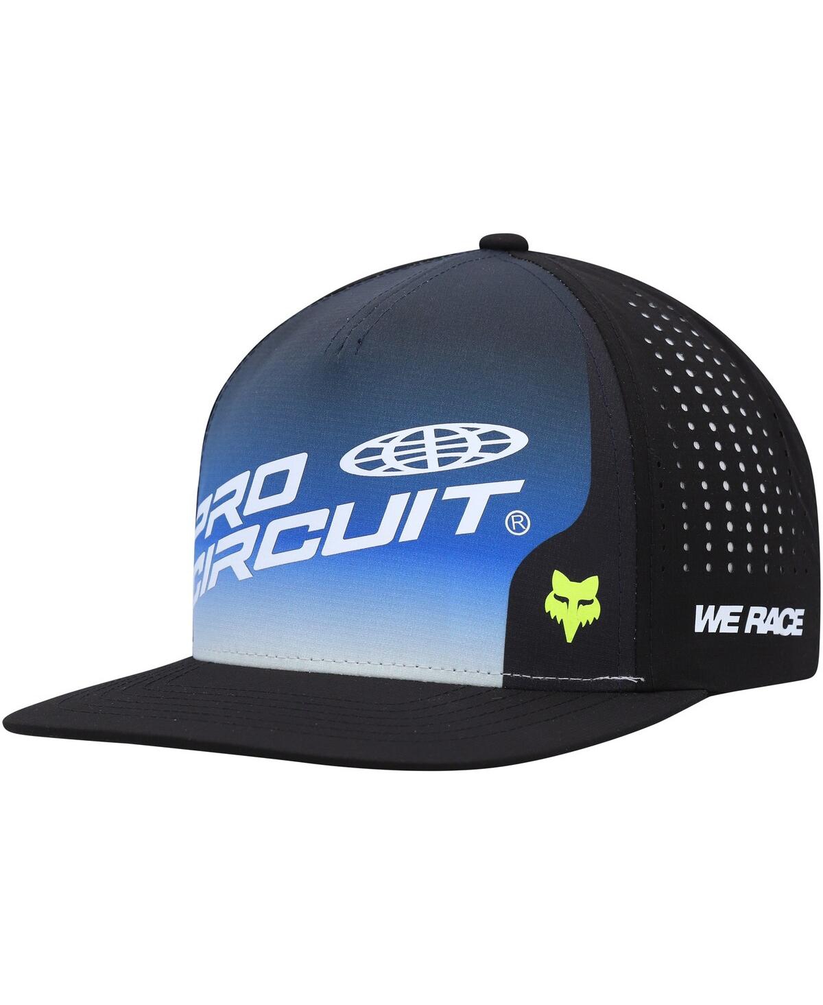 Men's Fox Blue, Black Foyl Pro Circuit Adjustable Snapback Hat - Blue, Black