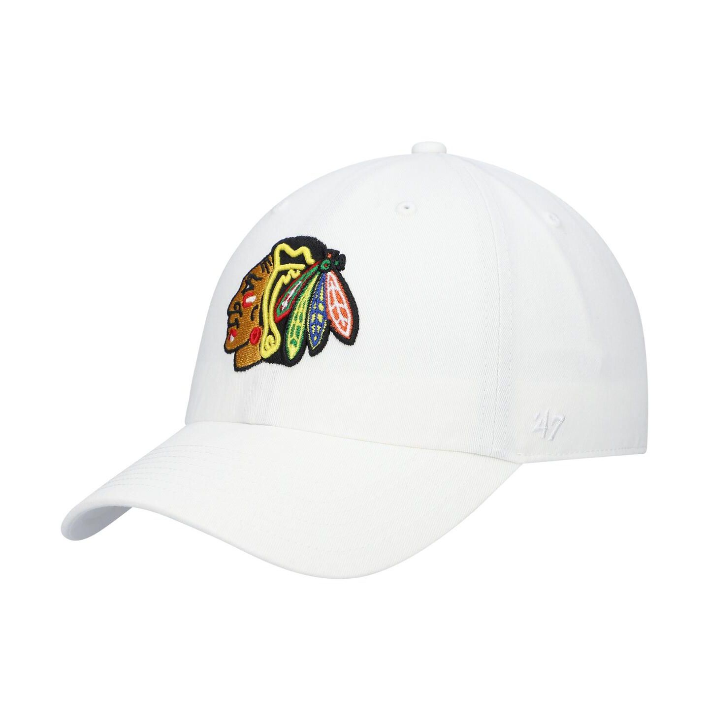 Мужская кепка '47 Brand White Chicago Blackhawks Team Clean Up Adjustable Hat — фото 1