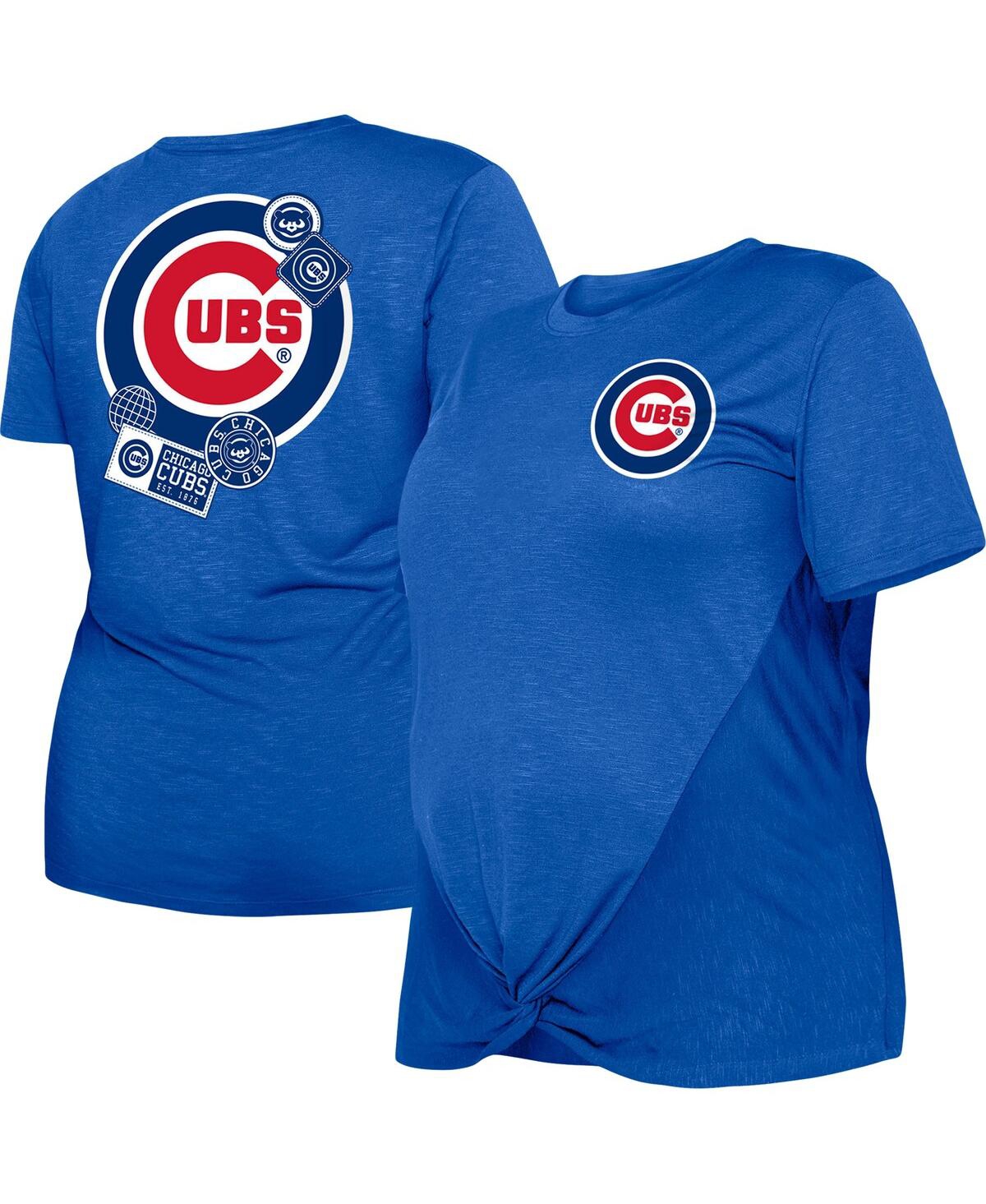 Shop New Era Women's  Royal Chicago Cubs Plus Size Two-hit Front Knot T-shirt