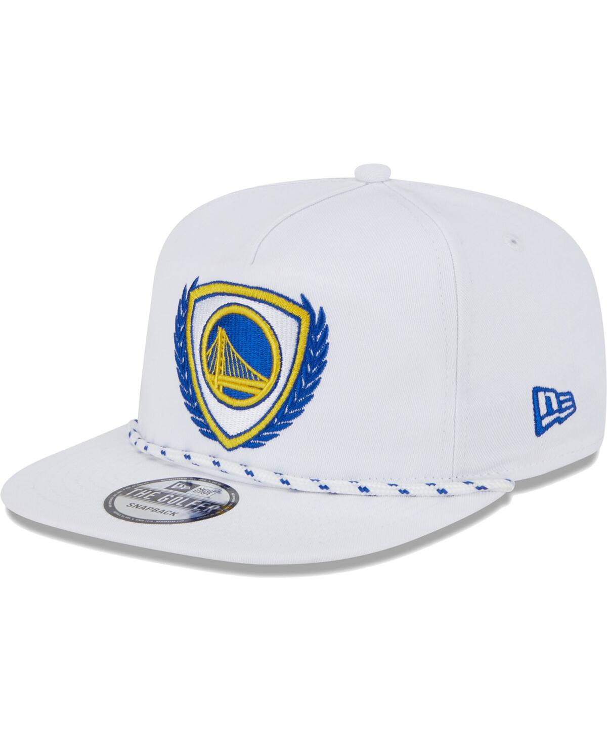 Shop New Era Men's  White Golden State Warriors The Golfer Crest Snapback Hat
