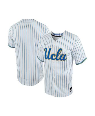 Men's White, Blue UCLA Bruins Pinstripe Replica Full-Button Baseball Jersey
