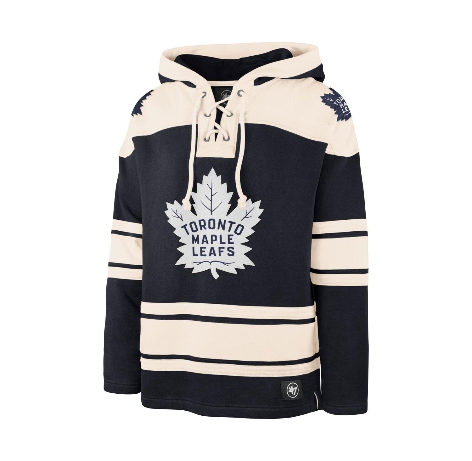 Men's Navy, Cream Toronto Maple Leafs Superior Lacer Pullover Hoodie