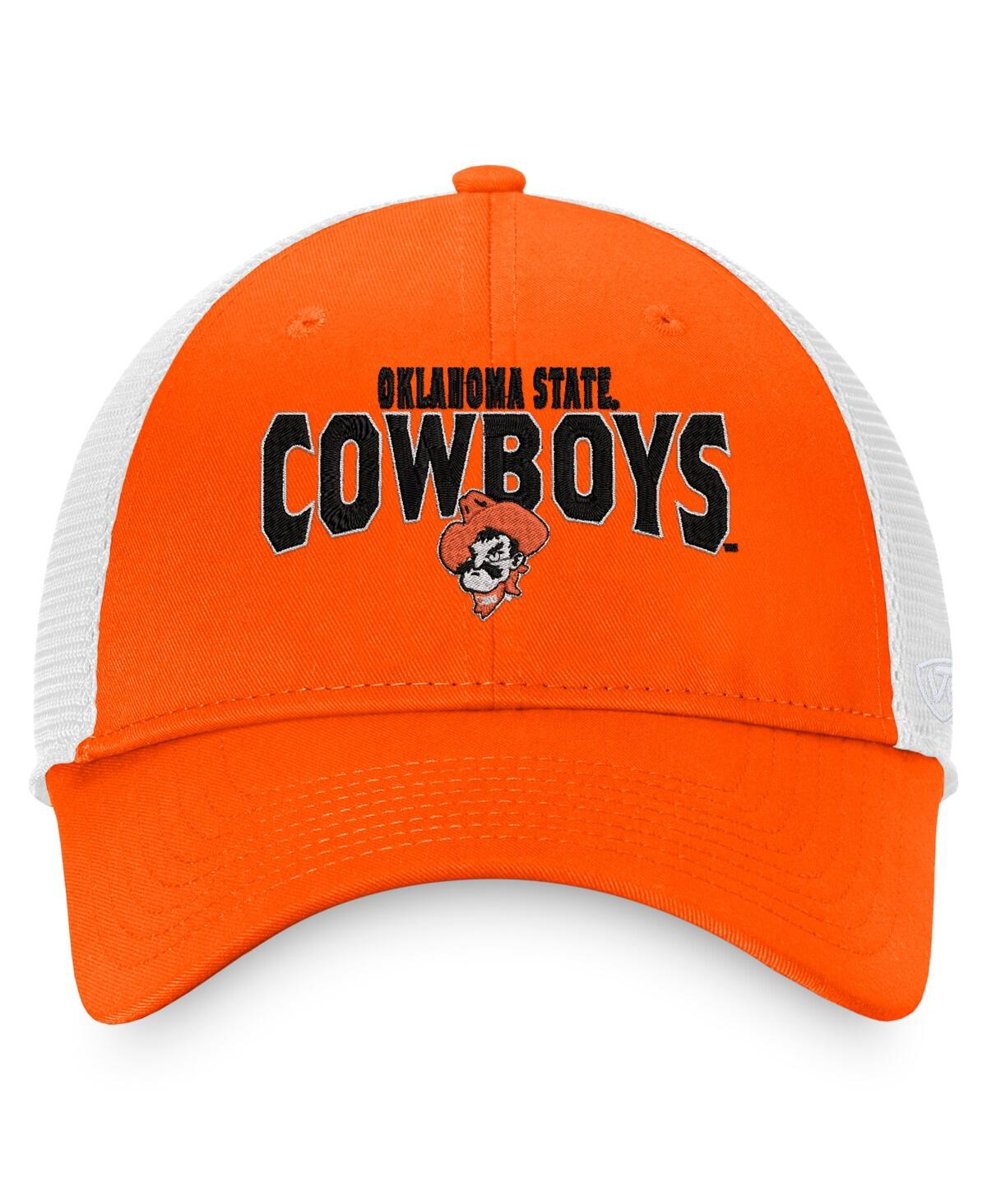 Shop Top Of The World Men's  Orange, White Oklahoma State Cowboys Breakout Trucker Snapback Hat In Orange,white