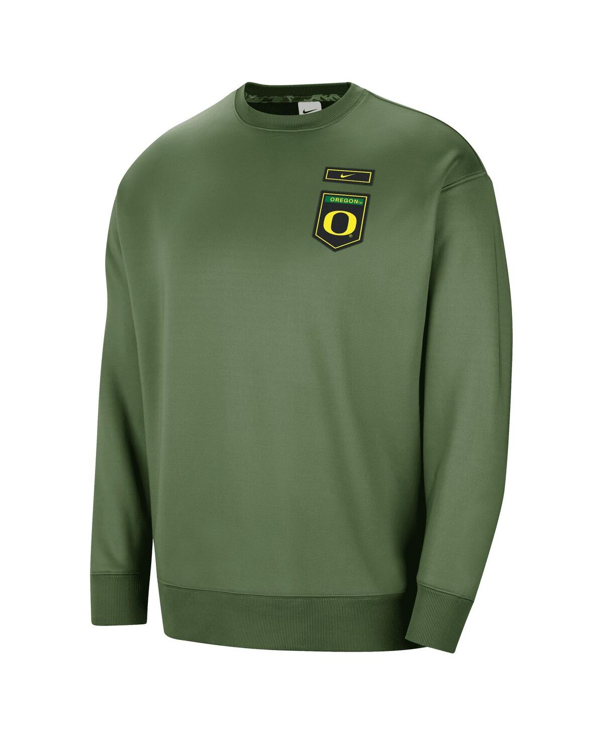 Shop Nike Women's  Olive Oregon Ducks Military-inspired Collection All-time Performance Crew Pullover Swea