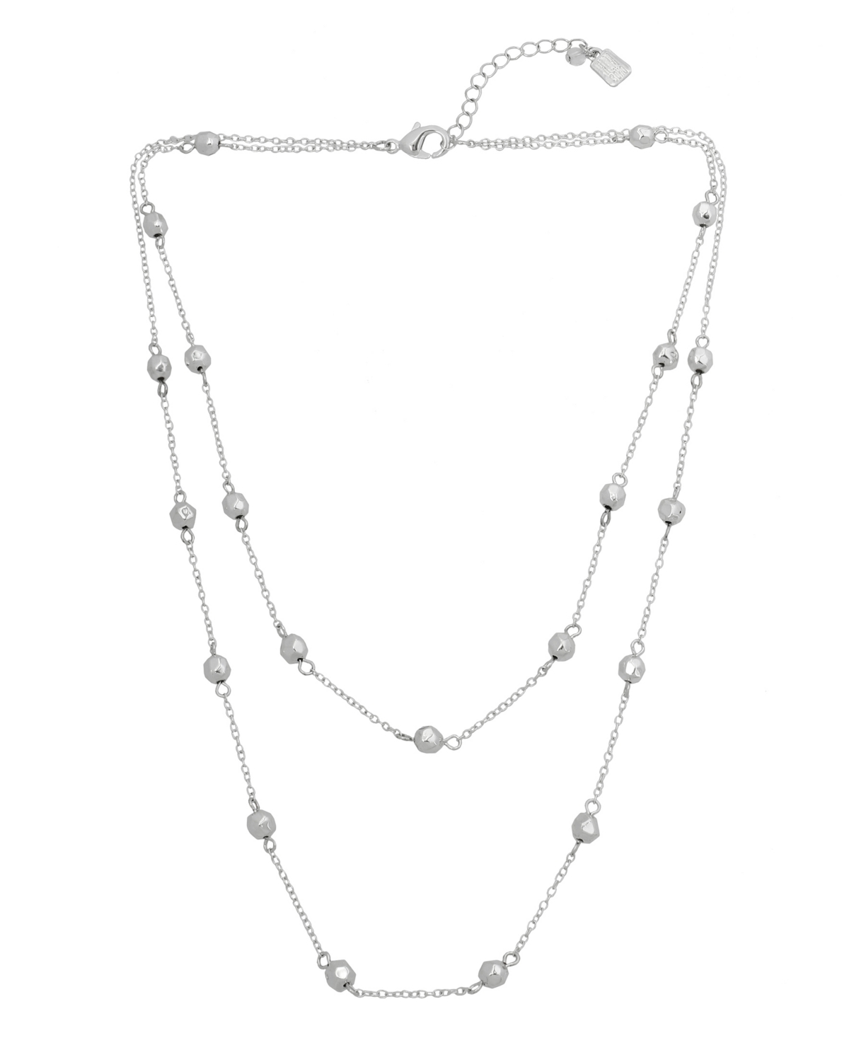 Beaded Layered Necklace - Silver