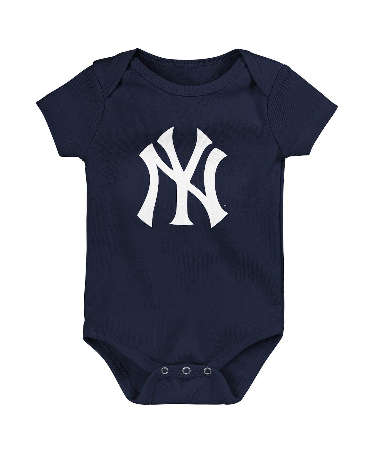 Shop Outerstuff Infant Boys And Girls Navy, White, Heather Gray New York Yankees Biggest Little Fan 3-pack Bodysuit  In Navy,white,heather Gray