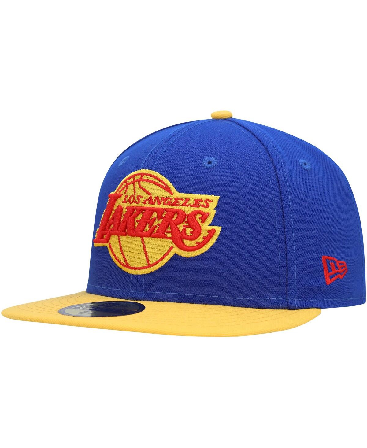 Shop New Era Men's  Blue Los Angeles Lakers Side Patch 59fifty Fitted Hat