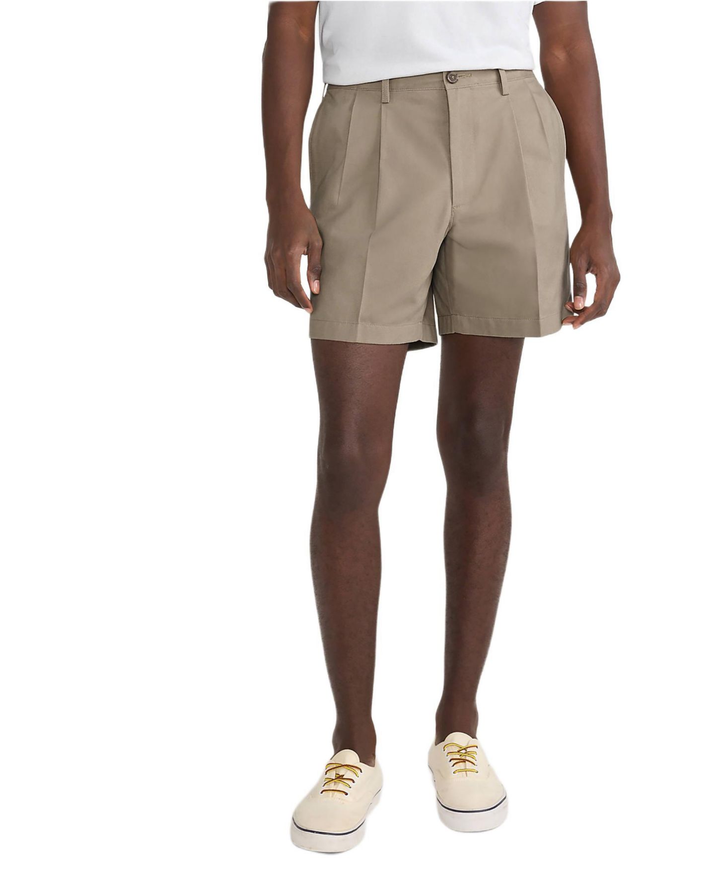 Мужские шорты Lands' End No Iron 6" Comfort Waist Pleated Front Chino Short, цвет: Хаки — фото 1