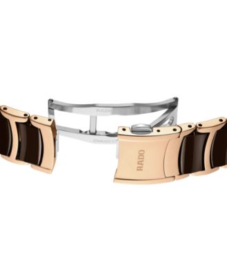 Unisex Swiss Automatic Centrix Diamond (1/10 ct. t.w.) Brown High-Tech Ceramic & Rose Gold PVD Bracelet Watch 39mm