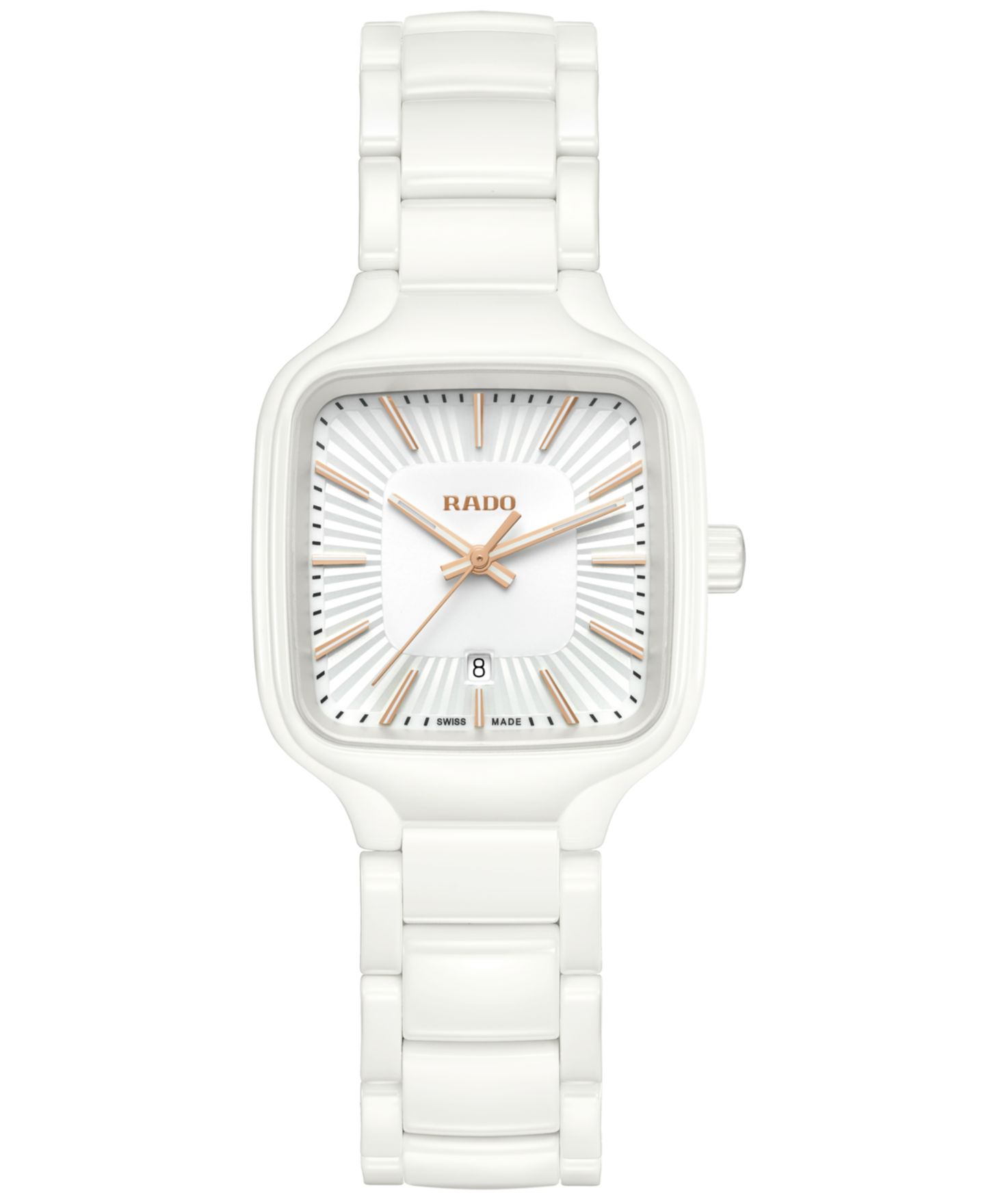 Женские часы Rado Swiss True Square White High-Tech Ceramic Bracelet Watch 29mm — фото 1