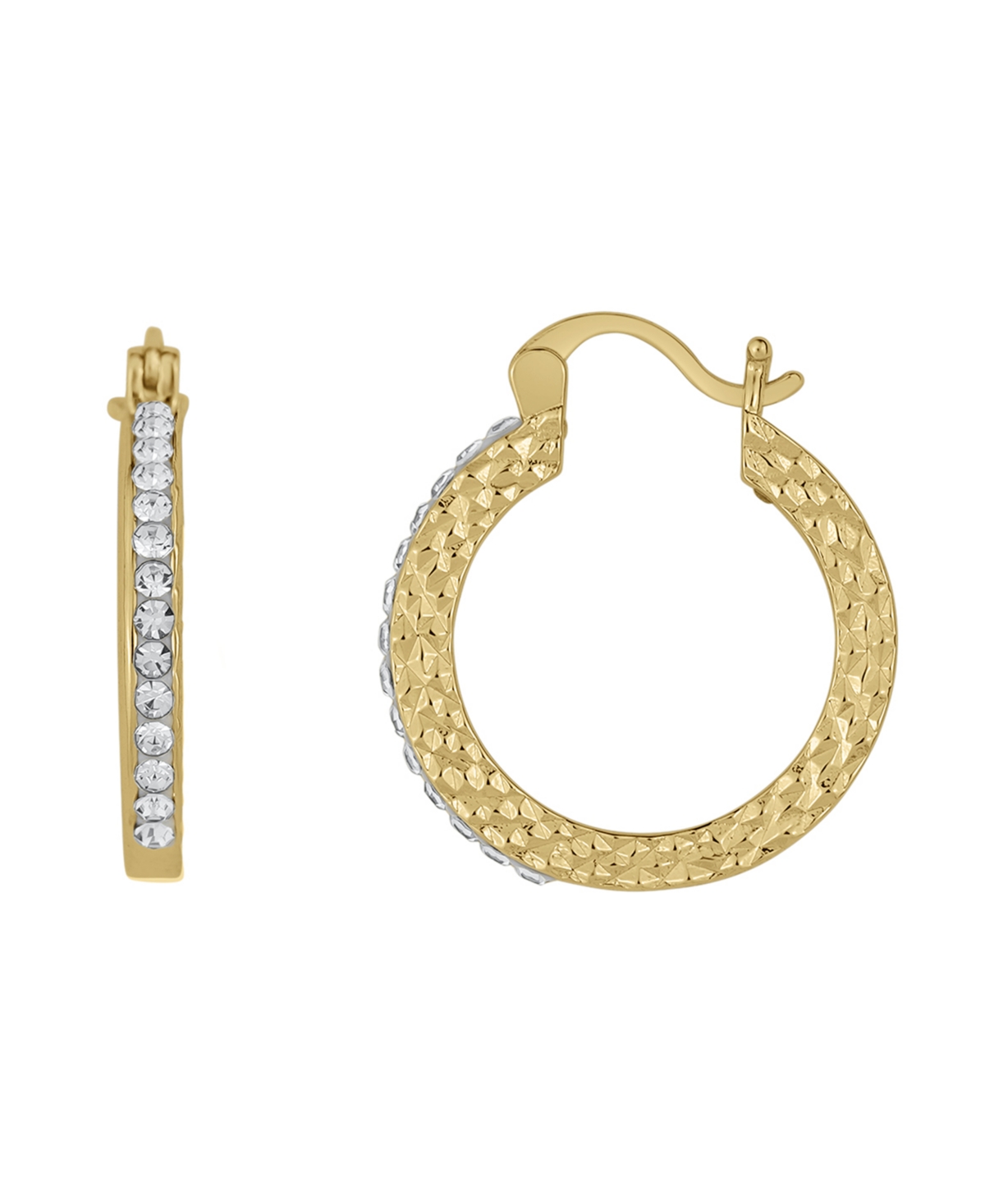Shop And Now This Crystal 18k Gold Plated Hoop Earring In K Gold Plate Over Brass