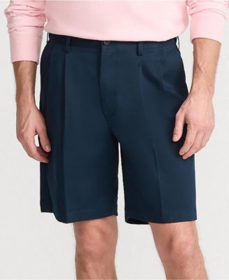 Men's No Iron 9" Comfort Waist Pleated Front Chino Short
