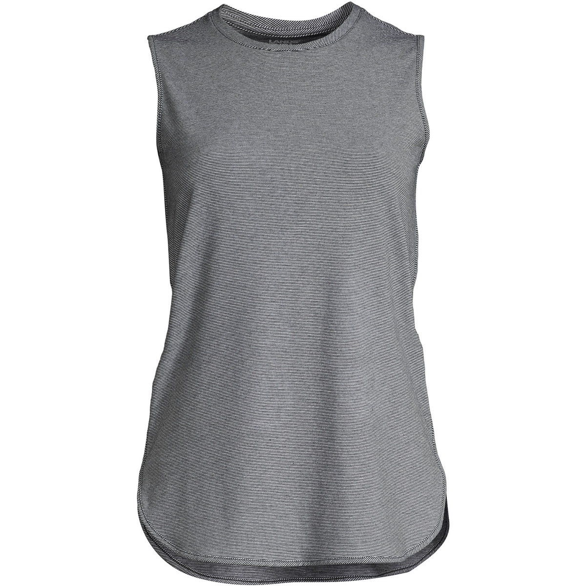 Petite Moisture Wicking Upf Sun Tunic Tank Top - Black pinstripe