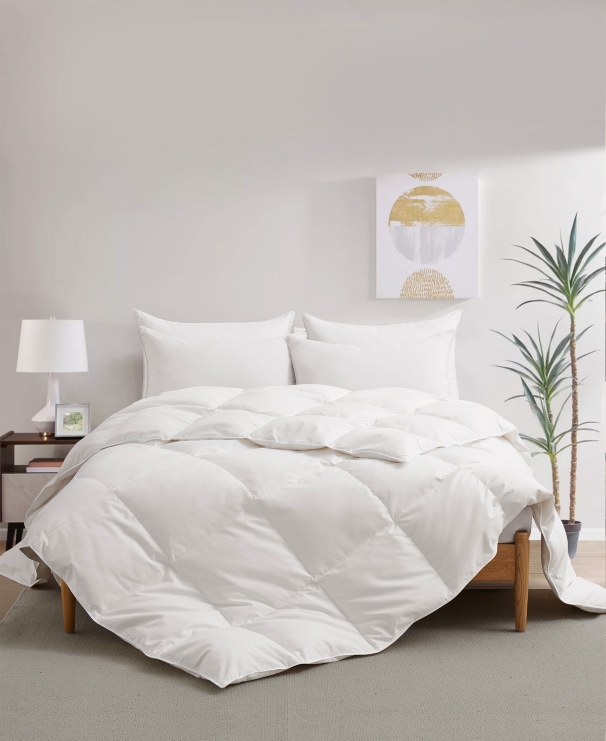 Unikome 360 Thread Count All Season Box Quilted White Goose Down And Feather Fiber Comforter, Twin In White
