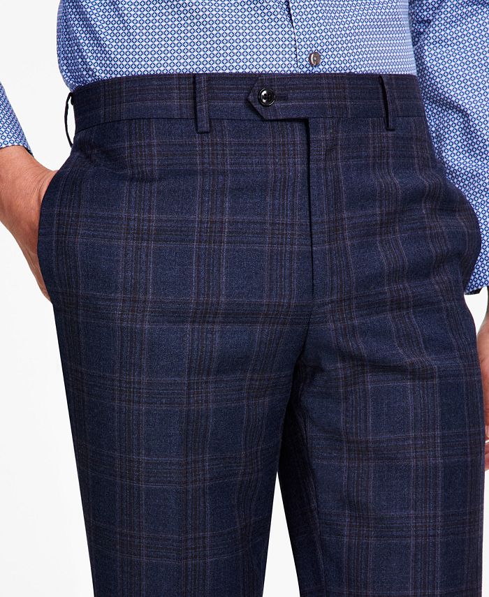 Tallia Men's Slim-Fit Stretch Plaid Suit Pants - Macy's