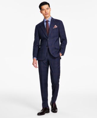 Mens Slim Fit Stretch Plaid Suit Separates