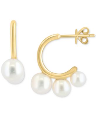 EFFY Collection - Freshwater Pearl (4-6mm) Graduated Hoop Earrings in 14k Gold-Plated Sterling Silver